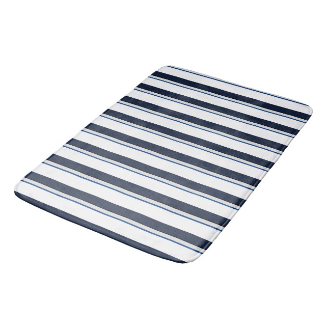 Tapis De Bain Bleu et blanc (Angle)