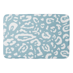 Tapis De Bain Bleu et blanc chic imprimé animalier guépard léopa