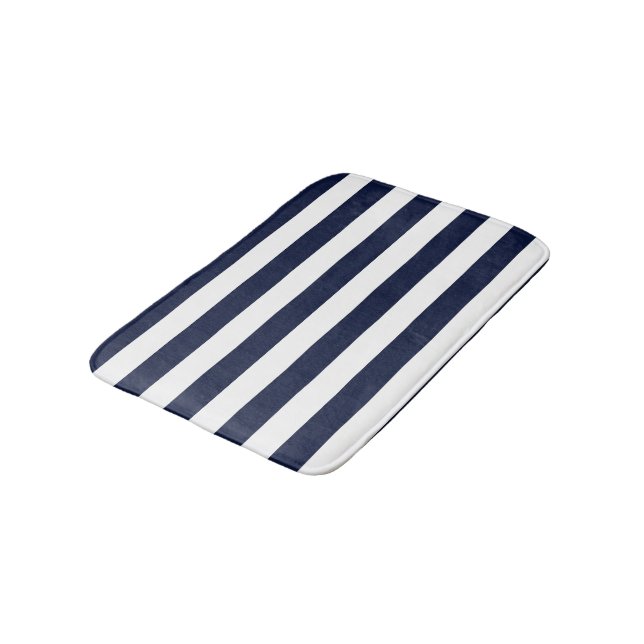 Tapis De Bain Bleu et blanc de la marine de minuit (Angle)
