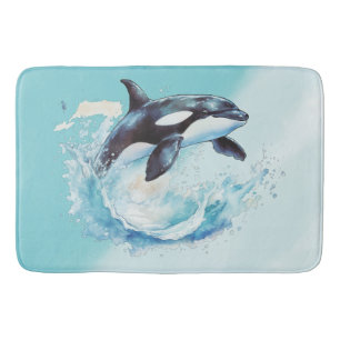 Tapis De Bain Bleu et Blanc Océan Plage Nautique