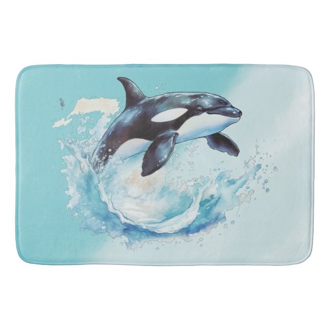 Tapis De Bain Bleu et Blanc Océan Plage Nautique (Devant)