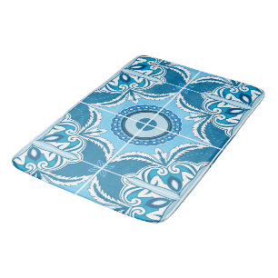 Tapis De Bain 💙 🤍 bleu et blanc Porto Azulejos,