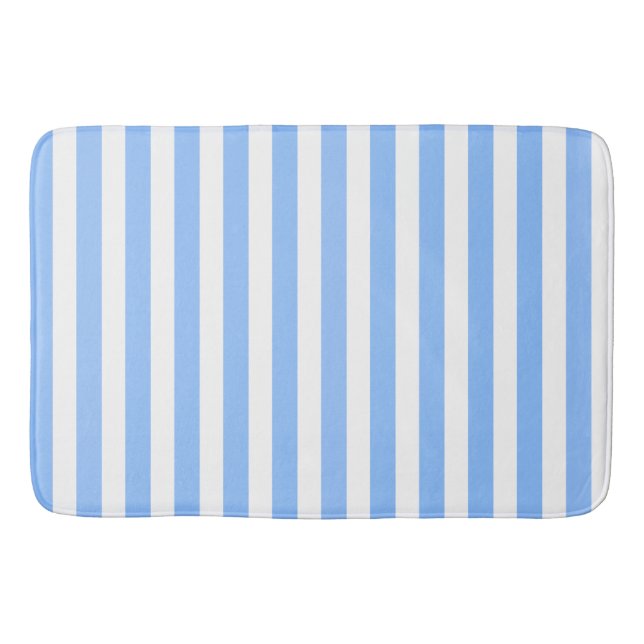 Tapis De Bain Bleu et blanc rayures de bonbons (Devant)