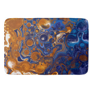 Tapis De Bain Bleu et cuivre Art moderne Abstrait