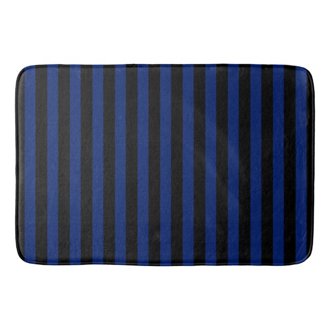 Tapis De Bain Bleu et noir bonbons rayés (Devant)
