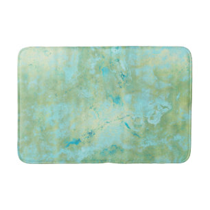 Tapis De Bain Bleu et or Moderne Marbré Résumé Marbre Éclaboussu