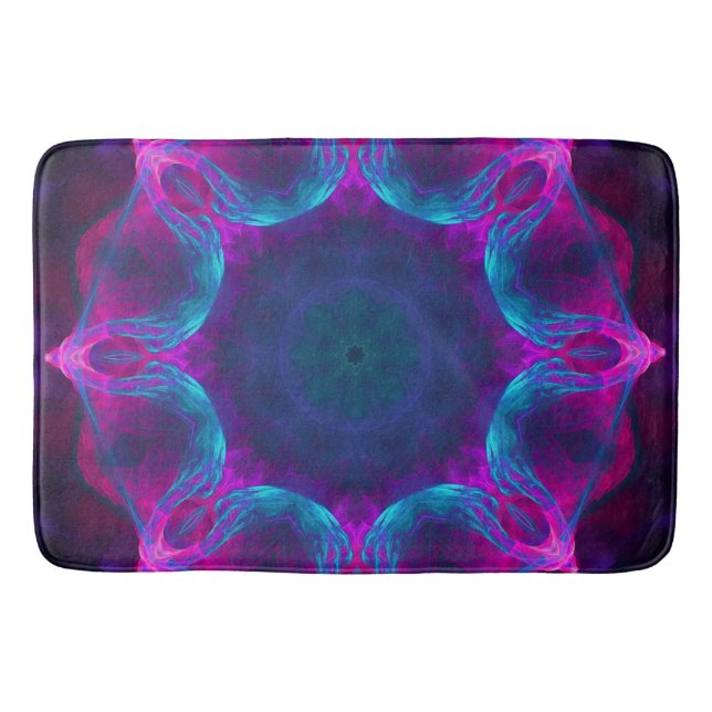 Tapis De Bain Bleu et rose néon foncé Kaleidoscope dégradé (Devant)