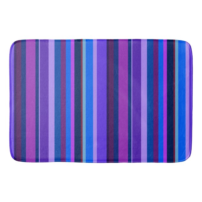 Tapis De Bain Bleu et violet bandes verticales (Devant)