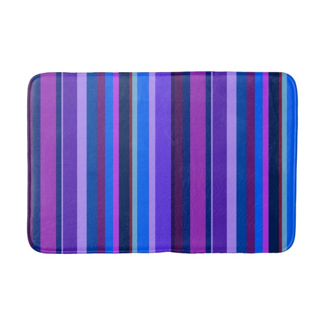 Tapis De Bain Bleu et violet bandes verticales (Devant)