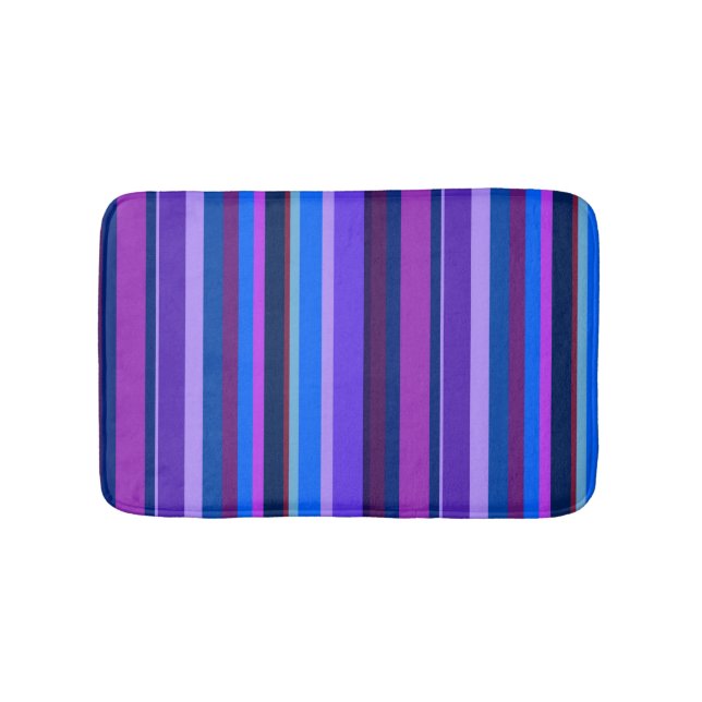 Tapis De Bain Bleu et violet bandes verticales (Devant)