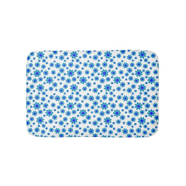 Tapis De Bain Bleu | Floral Repeating Daisy Motif (Devant)