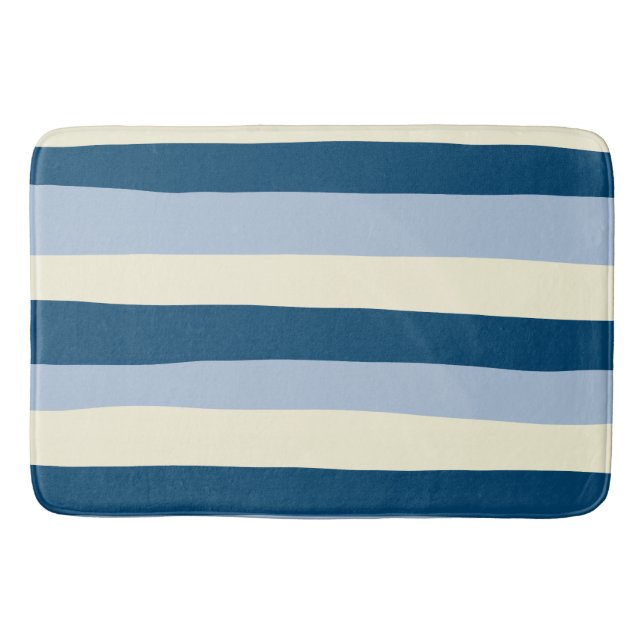 Tapis De Bain Bleu foncé, Bleu clair et Crème (Devant)