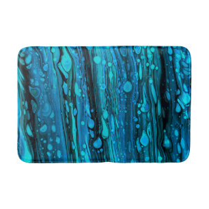 Tapis De Bain Bleu gouttes acrylique pourrissant Abstrait Fluid