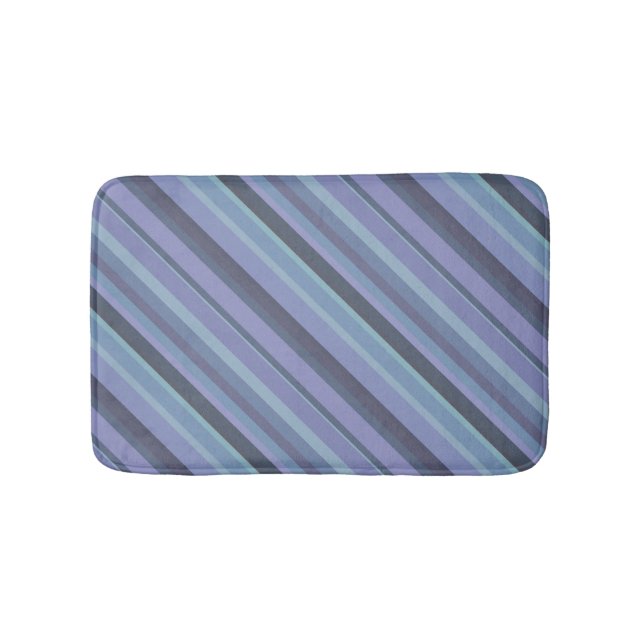 Tapis De Bain Bleu-gris bandes diagonales (Devant)