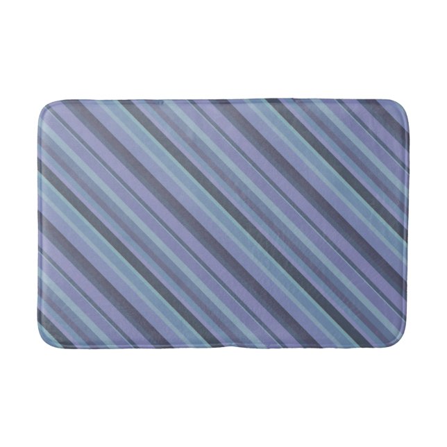 Tapis De Bain Bleu-gris bandes diagonales (Devant)