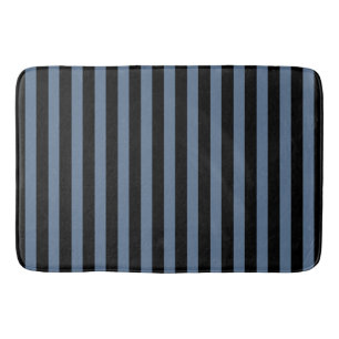 Tapis De Bain Bleu gris et noir rayures