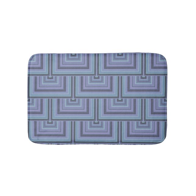 Tapis De Bain Bleu gris rayures carré motif (Devant)