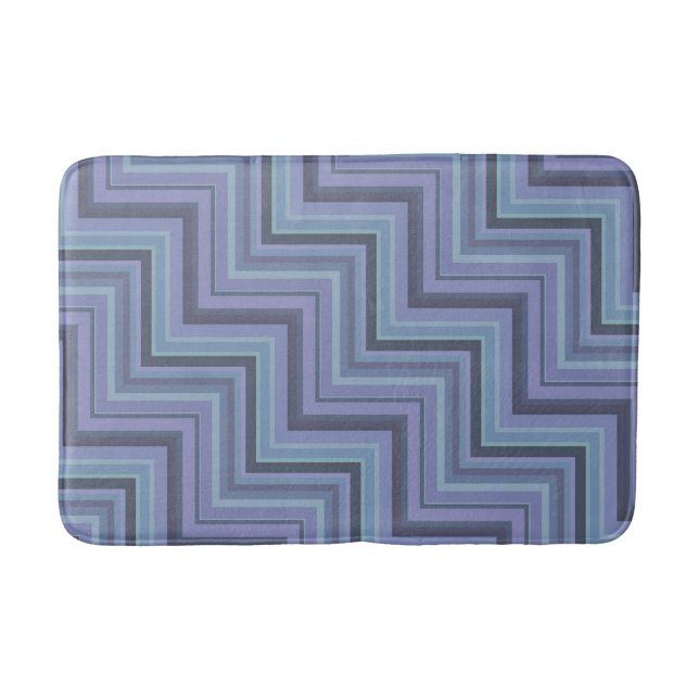 Tapis De Bain Bleu gris rayures motif (Devant)