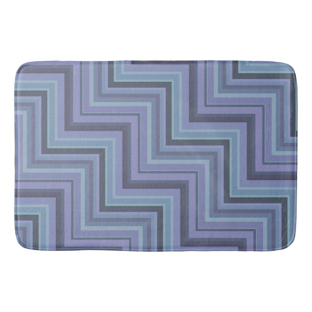 Tapis De Bain Bleu gris rayures motif (Devant)
