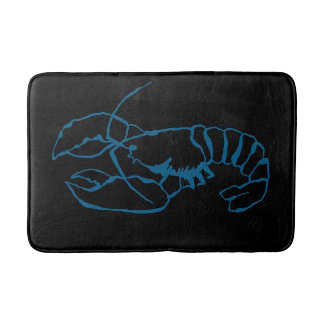 Tapis De Bain Bleu Homard Mer Animal Simple Plan Dessin (Devant)