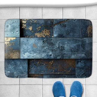 Tapis De Bain Bleu Industriel Abstrait 