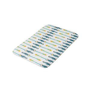 tapis de bain bleu jaune chic de flèches de boho
