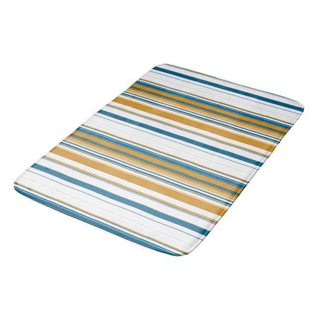 Tapis De Bain Bleu jaune et blanc (Angle)