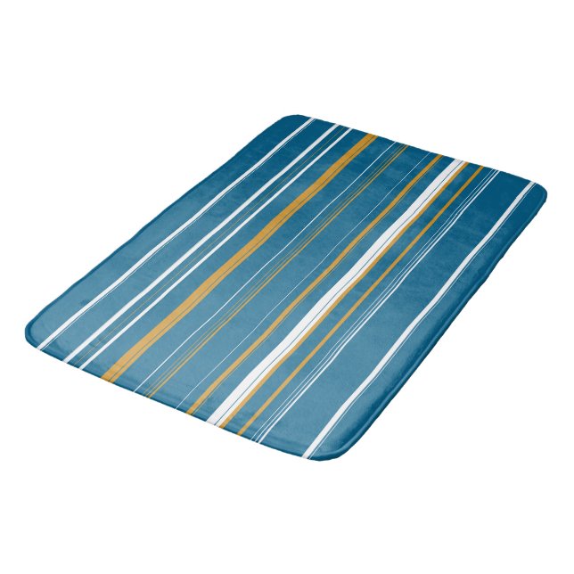 Tapis De Bain Bleu jaune et blanc (Angle)