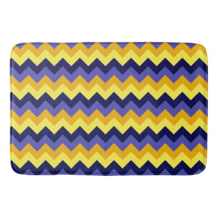 Tapis De Bain Bleu Jaune Or Chevrons Grand Mat Bain