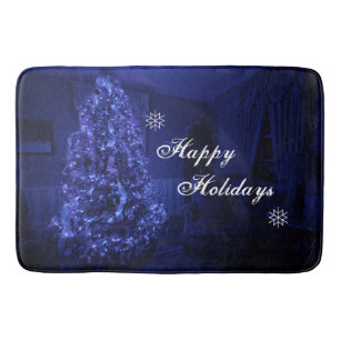 Tapis De Bain Bleu Joyeux sapin de Noël