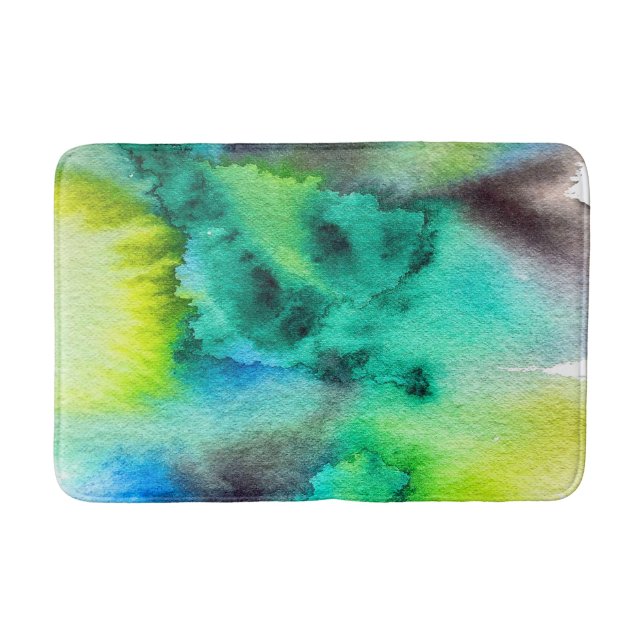 Tapis De Bain Bleu Marbre vert Tie teint aquarelle (Devant)