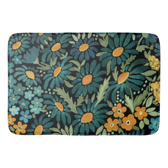 Tapis De Bain Bleu marguerites, marguerites (Devant)