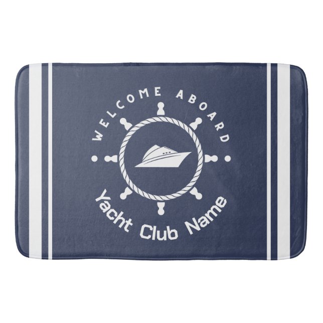 Tapis De Bain Bleu Marine Ancre nautique club bateau marina (Devant)