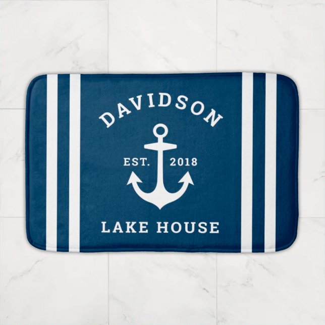 Tapis De Bain Bleu marine Custom Family Lac House (Créateur téléchargé)