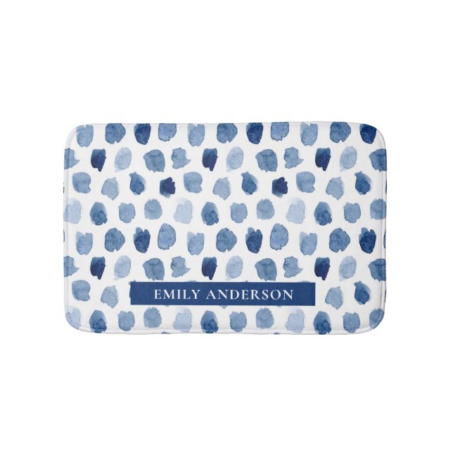 Tapis De Bain "bleu marine indigo watercolor cercles" "cont mode (Devant)