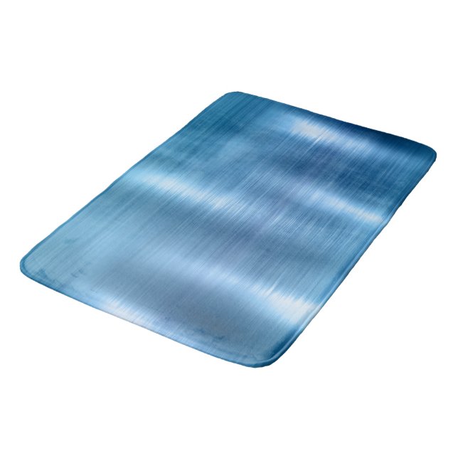 Tapis De Bain Bleu métallique Aqua (Angle)