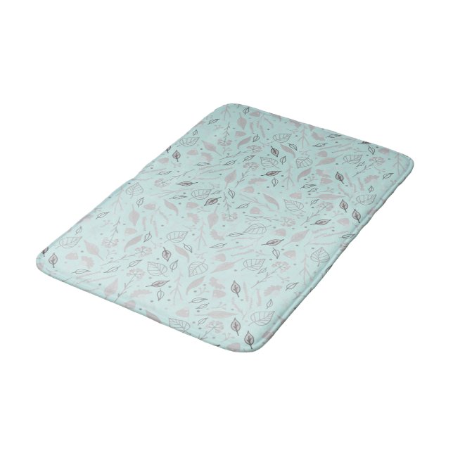 Tapis De Bain Bleu moderne et botanique de l'époque (Angle)
