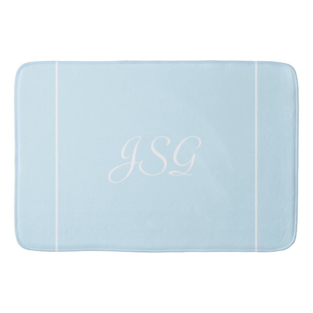 Tapis de bain bleu monogrammé (Devant)