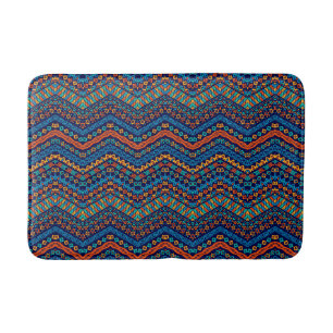 Tapis De Bain Bleu motif moderne style africain Bath Mat