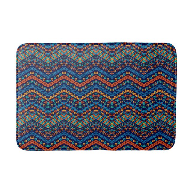 Tapis De Bain Bleu motif moderne style africain Bath Mat (Devant)
