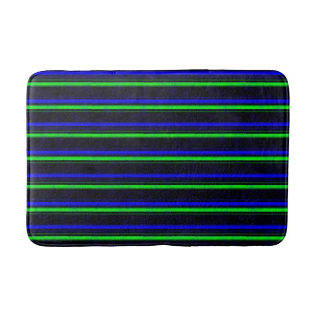 Tapis De Bain Bleu Noir Grandes Vertes (Devant)
