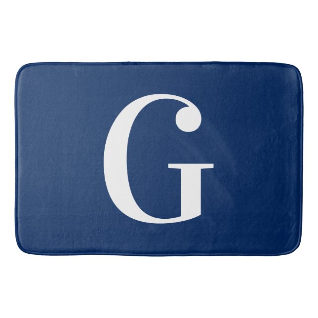Tapis De Bain Bleu Nuit et Grand Monogramme G Blanc (Devant)