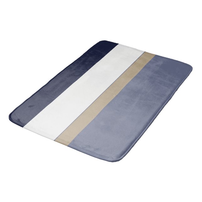 Tapis De Bain Bleu, or et blanc (Angle)