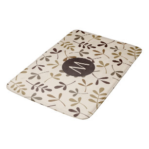 Tapis De Bain Bleu Or Feuille Assorti Crm Ptn (Personnalisé)