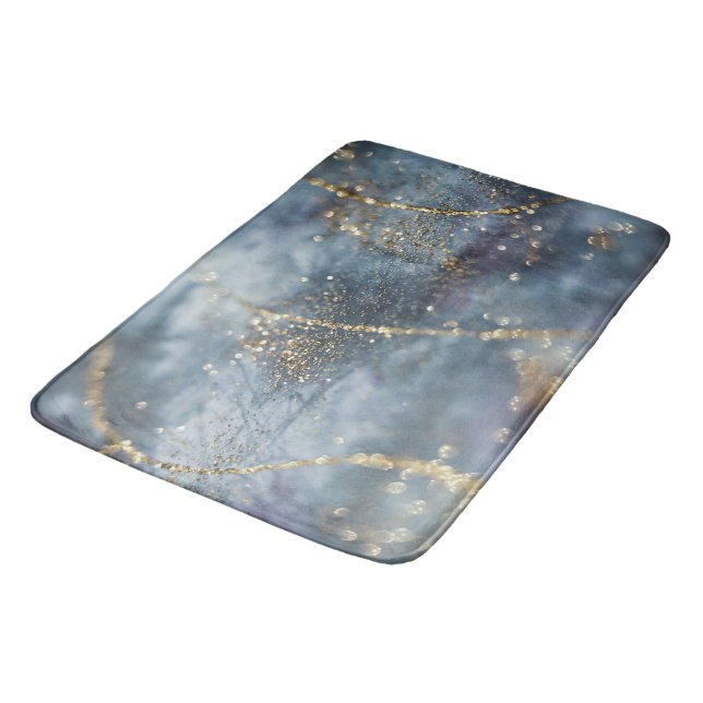 Tapis De Bain Bleu Or Paillettes Glam 1 (Angle)