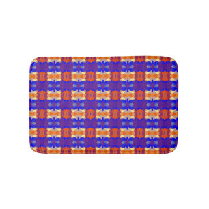 Tapis De Bain Bleu Orange Jaune Rouge Motif