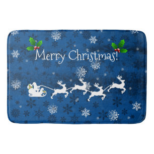 Tapis De Bain Bleu Père Noël Sleigh et Reindeer Bath Mat