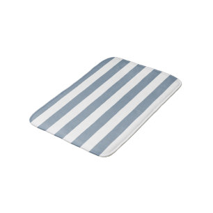 Tapis De Bain Bleu Poussiéreux et Rayures Blanches