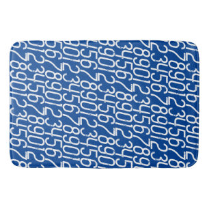 Tapis De Bain Bleu profond et blanc. Les nombres mathématiques.
