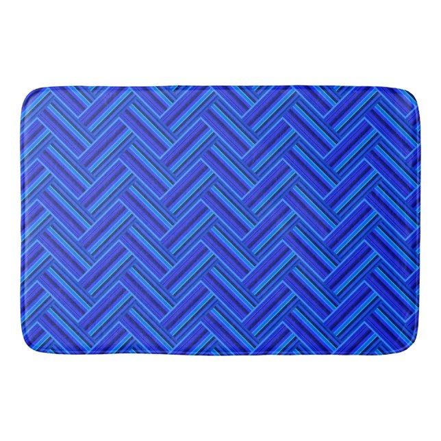 Tapis De Bain Bleu rayures double motif (Devant)
